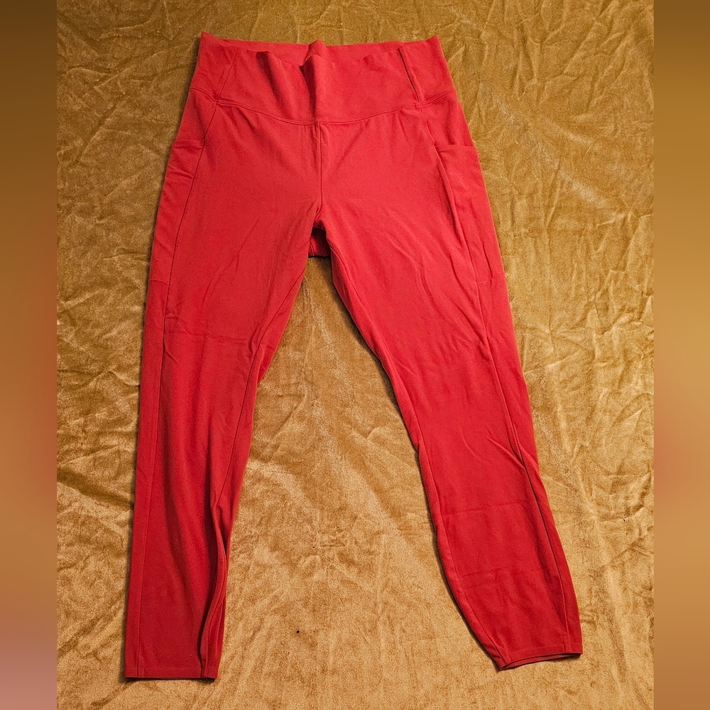 REI Full leggings, thigh pockets, XL, orange, super soft